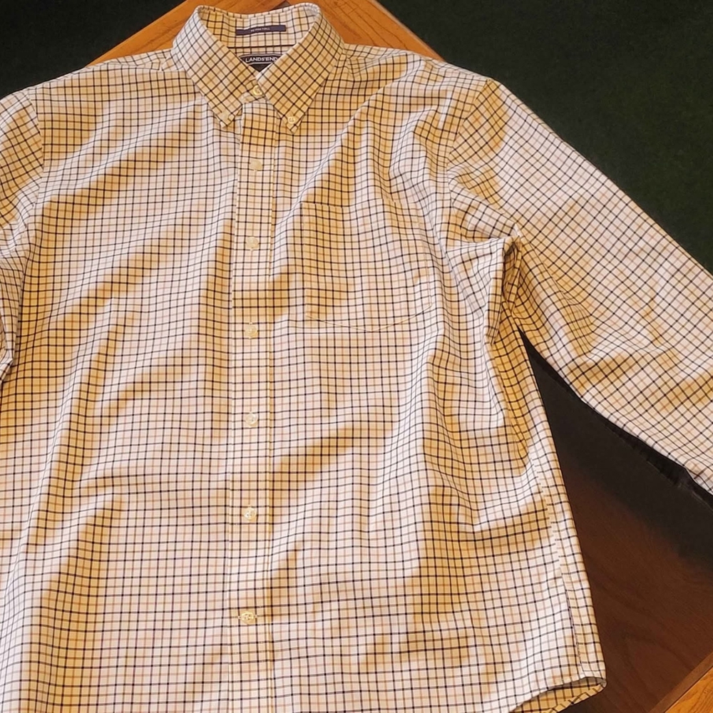 Men's Lands End long sleeve no iron 100% Cotton twill Med 15-15.5
Sleeve 33.5